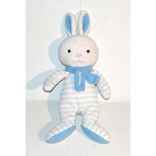 Doudou Lapin Luminou Echarpe Bleu Peluche Jemini