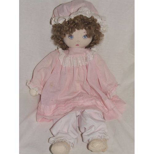 Poupee Pauline Jonness Jacossen Chiffon Tissu Rayé Rose 50 Cm