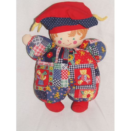 Poupee Lutin Corolle Bleu Rouge Bonnet Grelot 27 Cm