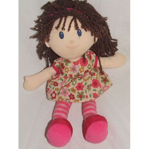 Poupee Elc England Tissu Chiffon Rose Fleurs 35 Cm 2008