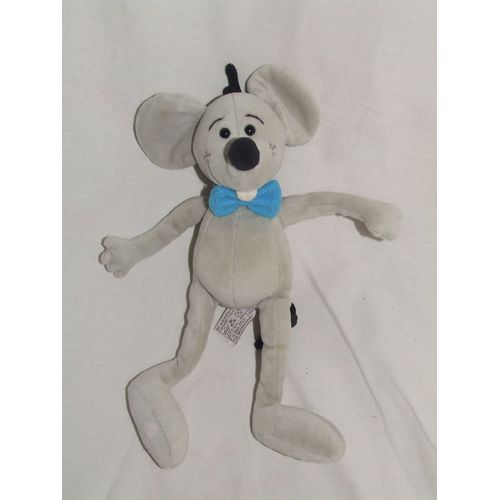 Souris Anna Club Grise Noeud Bleu 27 Cm