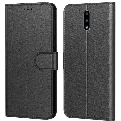 Etui Coque Pour Nokia 2.3,Plusieurs Couleurs Disponible,Protection Etui Housse Premium En Cuir Pu,Fermeture Magnétique Pour Nokia 2.3 6,21 Pouces , Book Noir