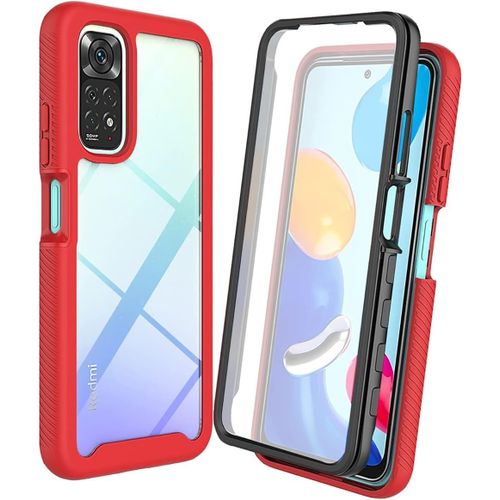 Coque Pour Xiaomi Redmi Note 11s/Redmi Note 11, Protection D'écran Intégrée Ultra-Mince Souple Tpu Silicone Protection Etui, Lourd Pc Antichoc Armor Bumper Back Case Cover, Rouge