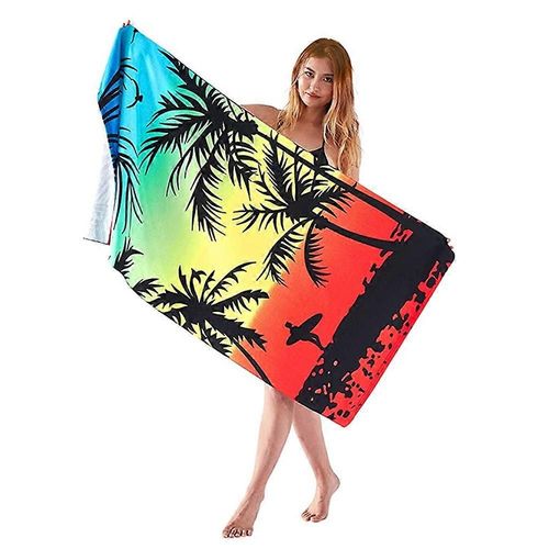 Serviette De Plage Surdimensionnée, Serviette De Plage En Microfibre 75 * 150cm, Serviettes De Plage De Natation De Cocotier Tropical