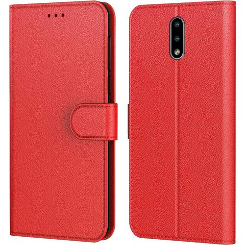 Etui Coque Pour Nokia 2.3,Plusieurs Couleurs Disponible,Protection Etui Housse Premium En Cuir Pu,Fermeture Magnétique Pour Nokia 2.3 6,21 Pouces , Book Rouge