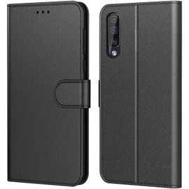 Etui Coque Pour Samsung Galaxy A50, Protection Housse En Cuir Pu Portefeuille Livre, Emplacements Cartes , Fonction Support , Languette Magnétique Pour Samsung A50 6,4"" , Noir