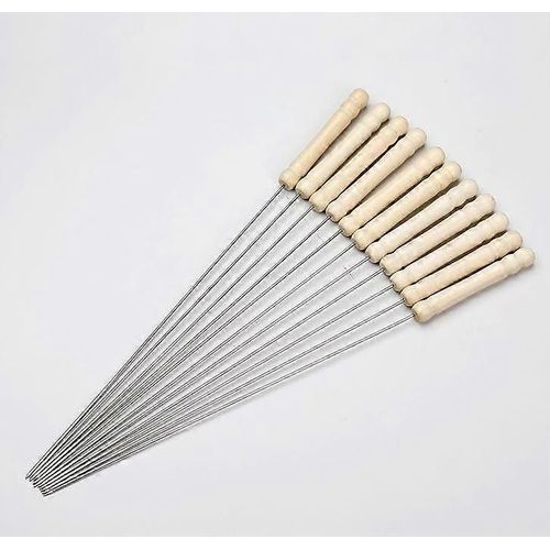Stainless Steel Barbecue Skewers with Wood Handle Marshmallow Roasting Sticks Meat Hot Dog Fork