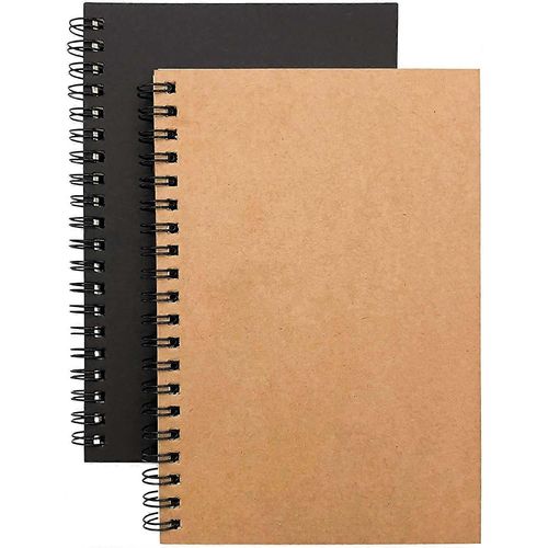 Soft Cover Spiral Notebook Journal 2-Pack - Blank Sketch Book Pad (Brown And Black, 1 Set)