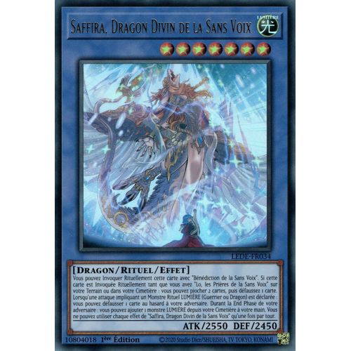 Yu Gi Oh ! Saffira, Dragon Divin De La Sans Voix Lede-Fr034 Ultra Rare En Français