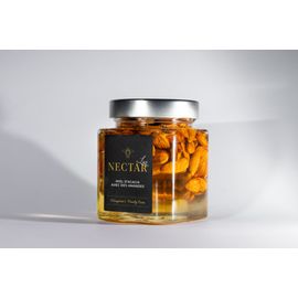 Miel D'acacia Aux Amandes 100% Naturel. Trésor Naturel En Bocal De 400g. Nectar Lux