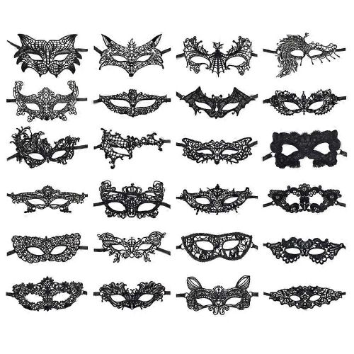 Femmes Mode Sexy Dentelle Noël Fête Mascarade Bar Eye Mask24pcs