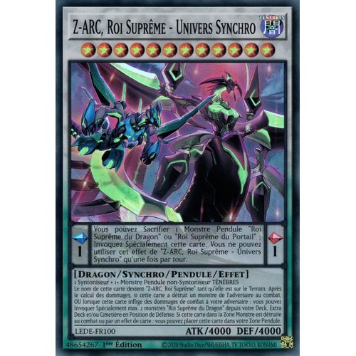 Yu Gi Oh ! Z-Arc, Roi Suprême - Univers Synchro Lede-Fr100 Super Rare En Français