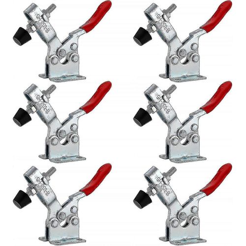 6 Pcs Gh-201b Pince à bascule horizontale, pince à bascule, capacité de serrage à dégagement rapide Tendeurs de levier de genou à libération rapide pour machines, travail du bois 90kg