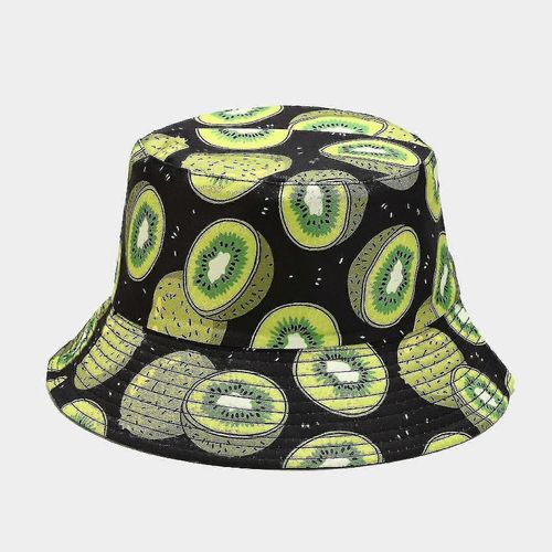Mignon Bucket Hat Beach Fisherman Hats Pour Femmes, Double-Side-Wear Réversible, Kiwi