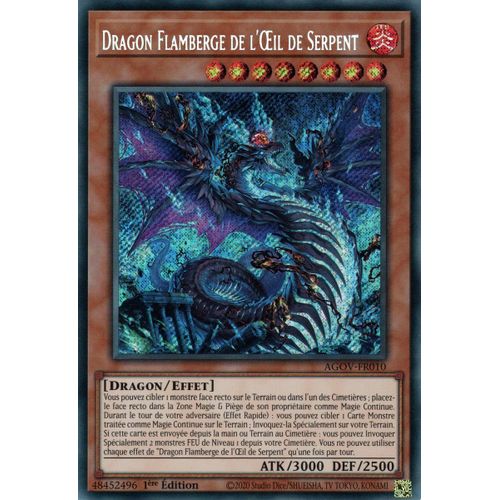 Yu Gi Oh ! Dragon Flamberge De Loeil De Serpent Agov-Fr010 Secret Rare En Français