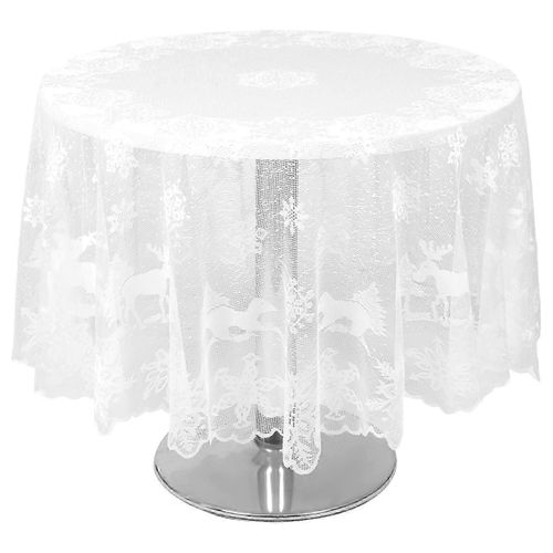 Noël Flocon De Neige Et Élan Motif Rond Table Nappe Sur Le Thème De Noël-Bon