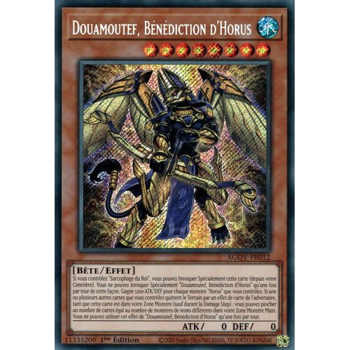 Yu Gi Oh ! Douamoutef, Bénédiction D'horus Agov-Fr012 Secret Rare En Français