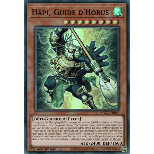 Yu Gi Oh ! Hâpi, Guide D'horus Agov-Fr013 Super Rare En Français