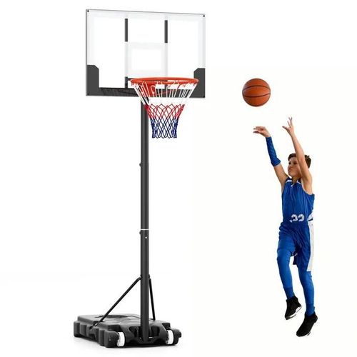 Panier De Basketball Sur Pieds À Roulettes Costway-Hauteur Réglable 100-212 Cm, Base Remplissable, Pour Piscine, Allée, Intérieur
