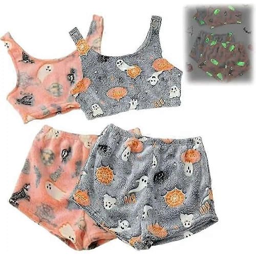 Ensemble De Pyjama Gilet Effrayant, Femmes Halloween Imprimé Glow In, Ensembles De Pyjamas Lumineux-Bon