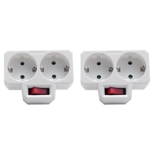 Adaptateur De Prise, Double Fiche Pour Prise, Double Prise Avec Interrupteur 3800W Pour Bureau, Maison Ou Voyage