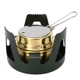 Mini Réchaud À Alcool En Alliage D¿Aluminium En Laiton Sans Danger Coupe-Vent Portable Largement Utilisé Mini Réchaud De Randonnée Pour La Cuisine De Camping Vert Foncé