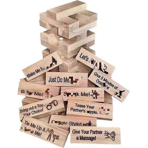 48pcs Super Coquine Bloc Tour Jeu Drôle Couple Tour Empilable Avec Action Ou Vérité Questions Et Défis Jeux Saint-Valentin Tumbling Tower Empilage