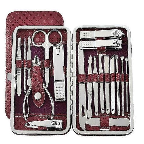 Coupe-Ongles Kit De Manucure Set De Pédicure En Acier Inoxydable Kit De Pédicure Pour Outils De Soins Des Ongles Ongles Des Mains Et Des Orteils, 19 Pièces 