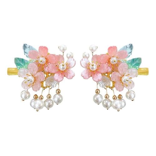 A Pair Of Pearl Flower Duckbill Hair Clips For Women - Vintage Barrettes Ornaments