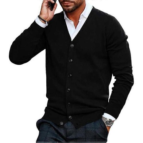 Veste De Transition Chemise En Maille Sans Col Col En V Pour Homme