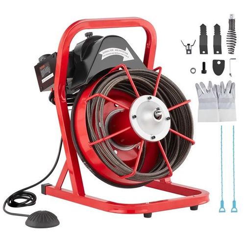 Machine de Déboucheur Canalisation-VEVOR-50FT x 3/8 Pouces-Tarière d'égout à Alimentation Manuelle-pour Tuyaux de 2" à 4