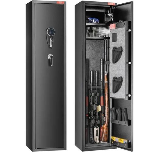 Armoire à 5 Fusils-VEVOR-Coffre-Fort pour Fusils avec Serrure et Clavier Numérique-avec Casier de Rangement Intégré