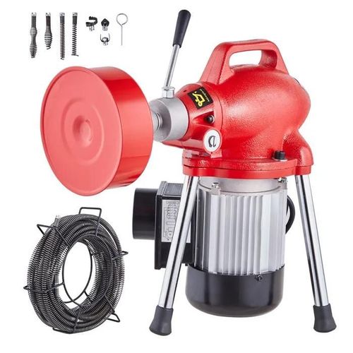 Machine de Déboucheur Canalisation Sectionnelle-VEVOR-66FT x 5/8 Pouces-Tarière Électrique d'égout 250W-pour Tuyaux de 1,6" à 4