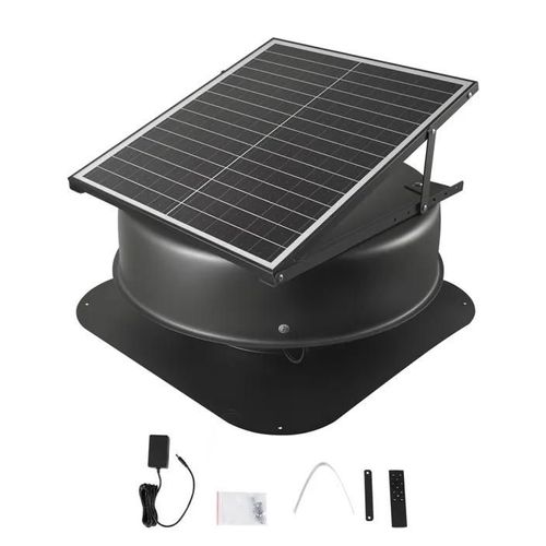 Ventilateur Extraction de Toit Solaire-VEVOR-42 W-avec Thermostat Intelligent-Télécommande-Flux d'Air 2800 CFM