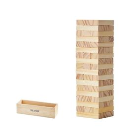 Jeu De Société-Vevor-54 Blocs-Tour De Blocs Empilables En Bois De Pin-Avec Caisse De Rangement