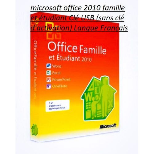microsoft office 2010 famille et étudiant Clé USB (sans clé d'activation) Langue Français