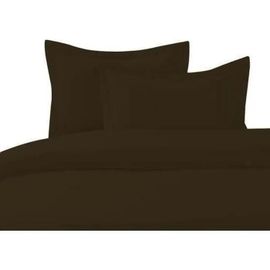 Housse De Couette 220x240 + 2 Taies 65x65 Haute Qualite - 100 % Coton 57 Fils/Cm -Choco - Tcp