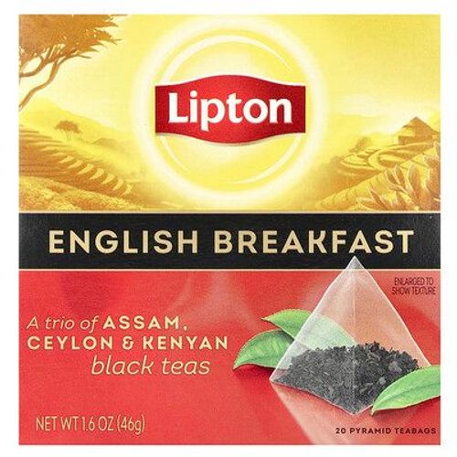 Lipton, Thé Noir English Breakfast, 20 Sachets De Thé Pyramide, 46 G