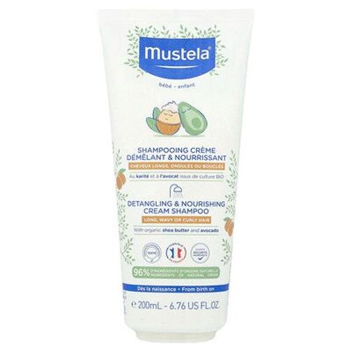 Mustela, Bébé, Shampooing-Crème Démêlant Et Nourrissant, Cheveux Longs, Ondulés Ou Bouclés, 200 Ml