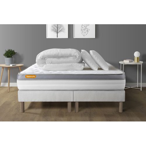 Pack matelas 160x200 + double sommiers 80x200 Memo Zen Mousse a memoire de forme 5 zones de confort MAXI epaisseur