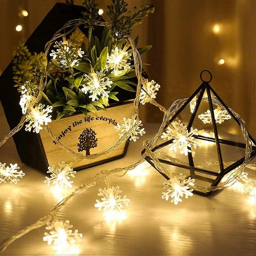 Snowflake String Lights - 6m 40 Led String Lights, Battery Operated Fairy Lights For Christmas Decoration
