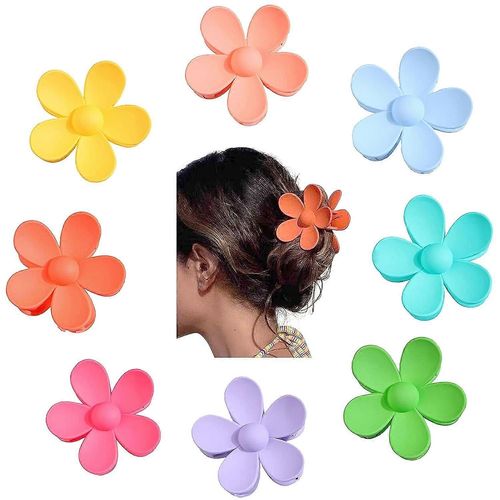 8 Pcs Hair Claw Clips - Matte Flower Hair Clips For Women Girls