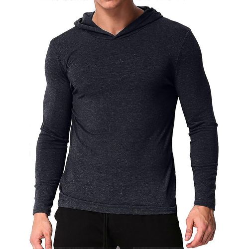 Homme Sweat À Capuche Léger À Manches Longues Pull T-Shirt Casual Slim Fit Chemise À Capuche Col En V Sweat À Capuche Léger