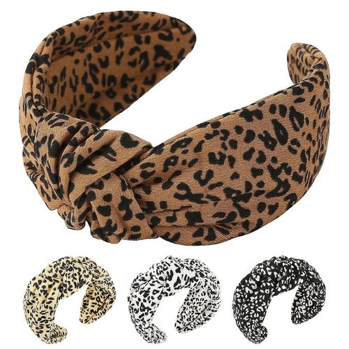 Leopard Cloth Headband For Women - Cheetah Print Top Knot Hairband (4pcs)