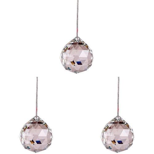 Crystal Glass Prism Ball Sun Catcher - Window Garden Chandelier - Car Home Wedding - 40mm - Set of 3