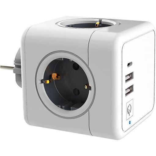 Prise USB Multiple, Multiprise Murale Cube 4 Prises avec 2 USB Sect...