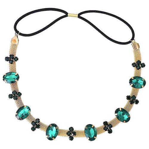 Retro Emerald Head Chain Headband Gem Hair Accessories Women Dainty Bohemian Rhinestones Head Chain Hair Accessories For Bridal And Girls