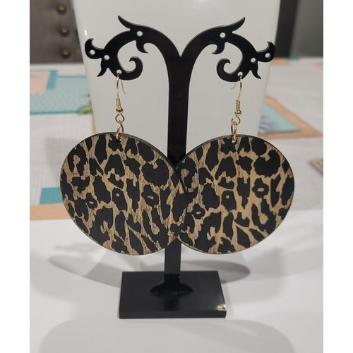 Boucles D'oreilles Rondes Imprime Leopard !