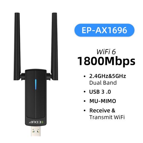 EDETES-Mini adaptateur WiFi USB 1300Mbps,carte réseau 5G 2.4GHz,sans fil AC,pour PC de bureau,ordinateur portable,Win11 - Type EP-AX1696 1800Mbps