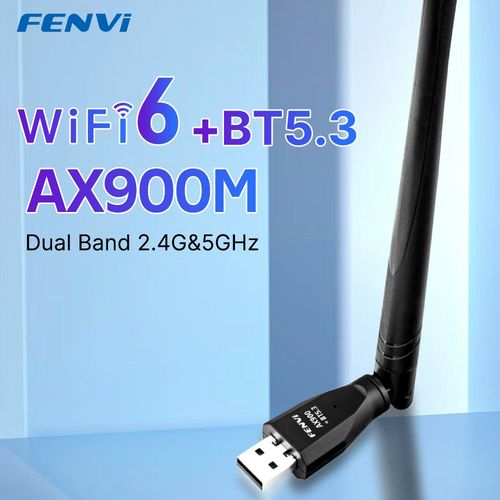 Fenvi WiFi 6 AX900 USB Dongle Bluetooth 5.3 USB adaptateur sans fil double bande 2in1 WIFI6 récepteur 2.4G 5G pilote gratuit pour ordinateur portable